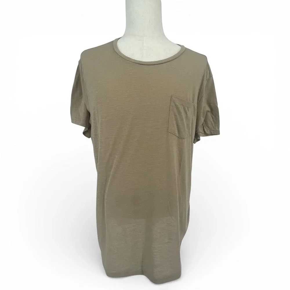 Guess Los Angeles Mens XXL Tan Khaki Slub Knit Pocket T-Shirt XBG143KA9M1 - Picture 2 of 10